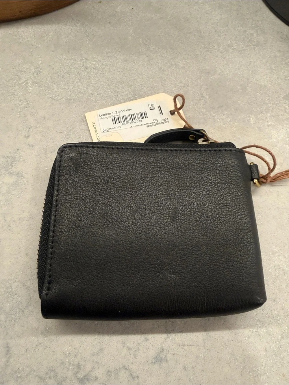 Tecovas Black Pebbled Leather Zip Wallet NWT